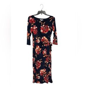 Signature by Robbie Bee Floral Navy Dress Women’s Size: XS